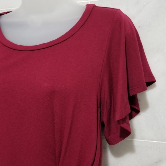 Slate & Willow Red Ruched Flutter Sleeve Top S - Picture 8 of 12